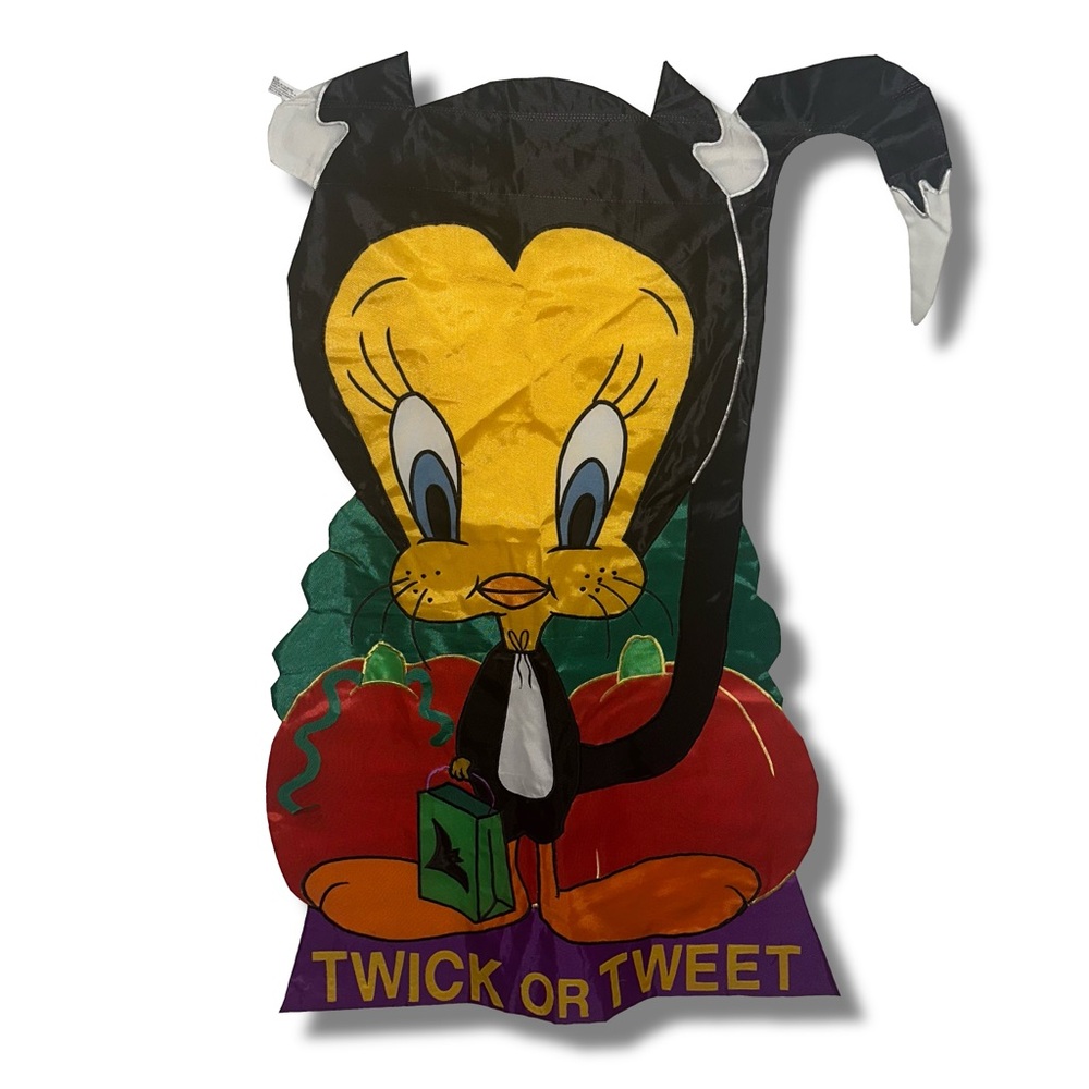 Vtg 1999 Tweety Bird “Twick or Tweet” Halloween Flag